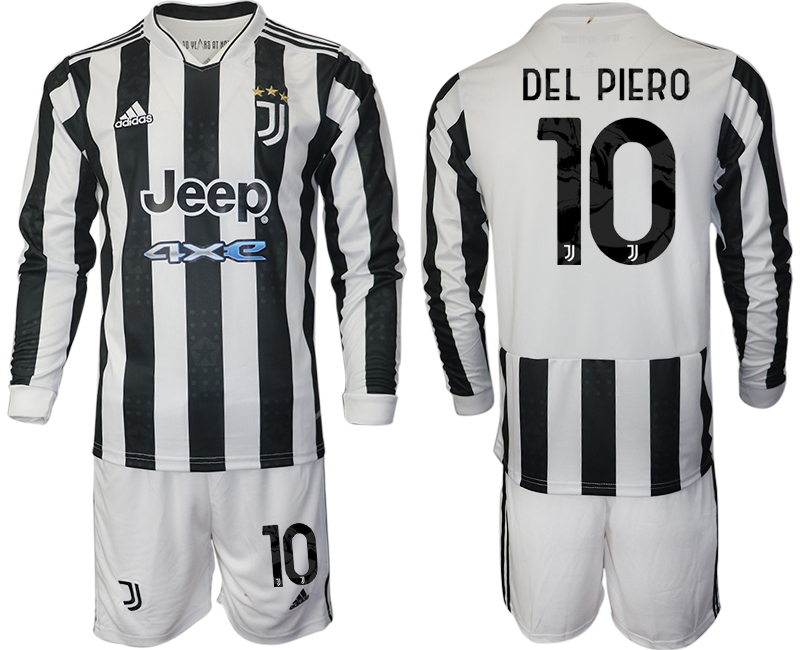 Men 2021-2022 Club Juventus home white Long Sleeve #10 Adidas Soccer Jersey->juventus jersey->Soccer Club Jersey